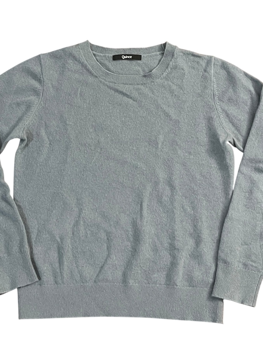 Quince Mongolian Cashmere Crewneck Sweater M Blue Gray Minimalist Classic